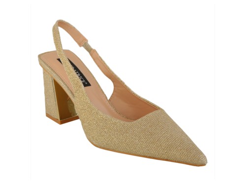 Dècolletè slingback glitterati con tacco comodo