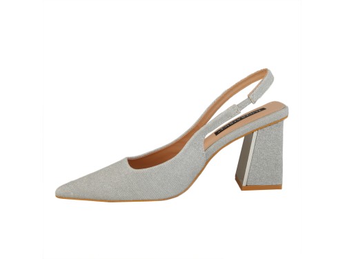 Dècolletè slingback glitterati con tacco comodo