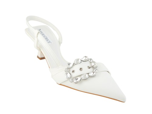 Dècolletè slingback con tacco basso a rocchetto e fibbia gioiello