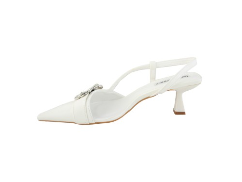 Dècolletè slingback con tacco basso a rocchetto e fibbia gioiello
