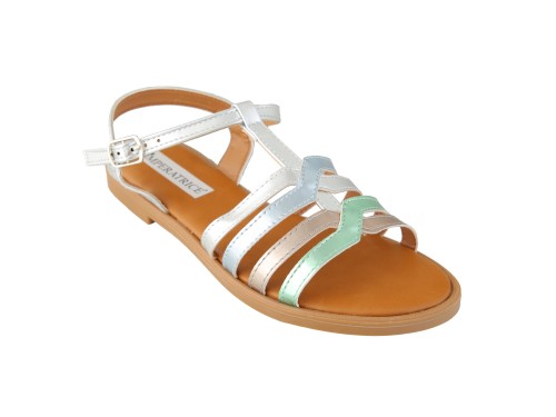 Sandali bassi con fasce multicolore