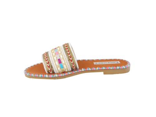 Ciabatte con fascia ricamata multicolore