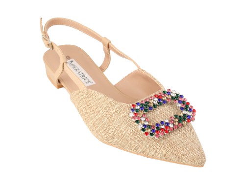 Ballerine slingback in tweed con applicazione gioiello
