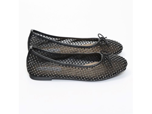 Ballerine in simil pelle traforate con strass