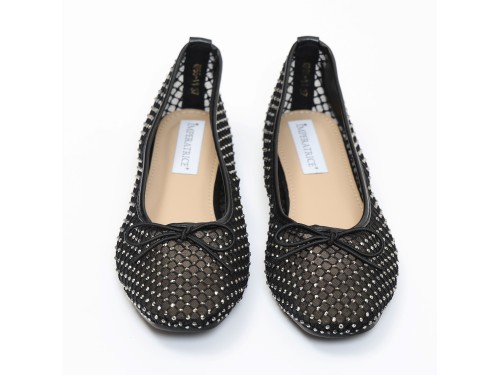 Ballerine in simil pelle traforate con strass