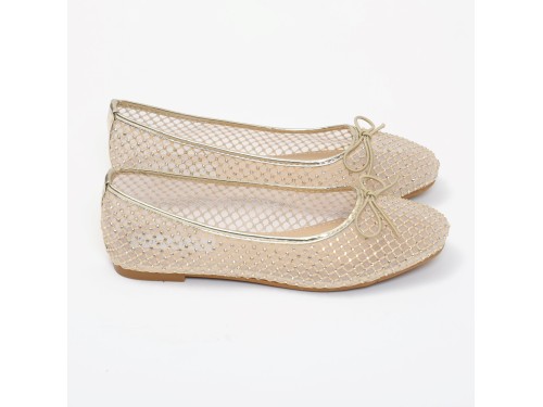 Ballerine in simil pelle traforate con strass