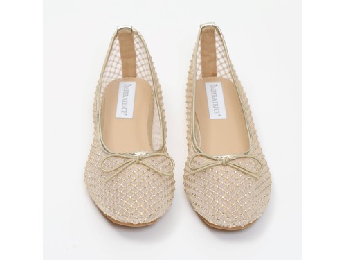 Ballerine in simil pelle traforate con strass