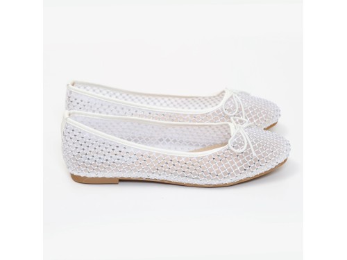 Ballerine in simil pelle traforate con strass