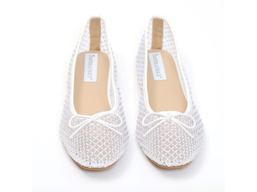 Ballerine in simil pelle traforate con strass