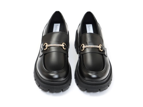 Mocassini in simil pelle platform con applicazione color oro
