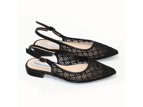 Ballerine slingback in rete ricamata