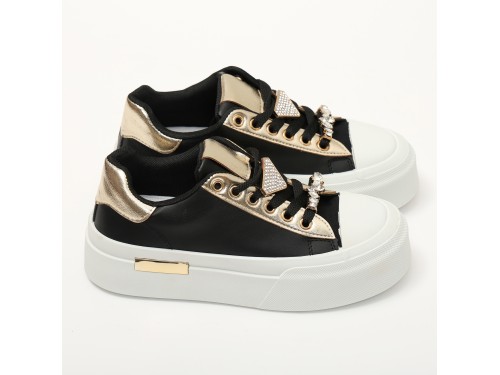 Sneakers in simil pelle con dettagli gioiello