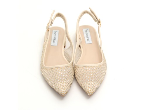 Ballerine slingback con tomaia semitrasparente ricoperta di strass