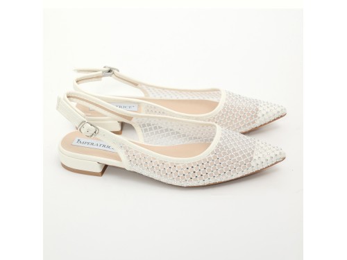 Ballerine slingback con tomaia semitrasparente ricoperta di strass