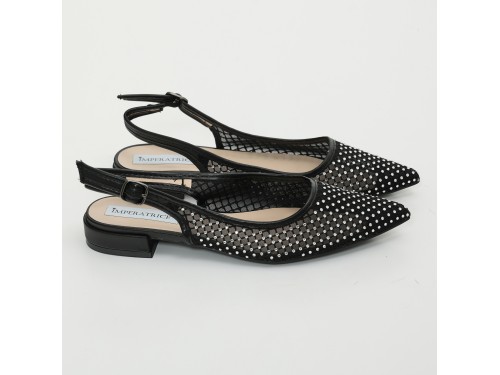 Ballerine slingback con tomaia semitrasparente ricoperta di strass