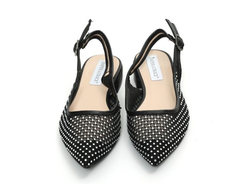 Ballerine slingback con tomaia semitrasparente ricoperta di strass