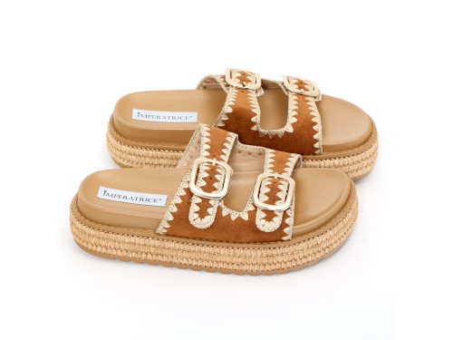 Sandali platform in simil pelle con fibbie color oro