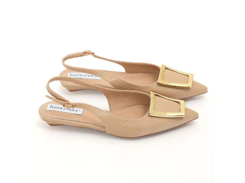 Ballerine slingback in simil pelle con dettaglio color oro sulla punta