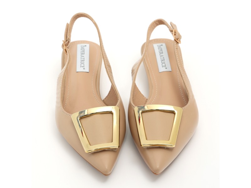 Ballerine slingback in simil pelle con dettaglio color oro sulla punta