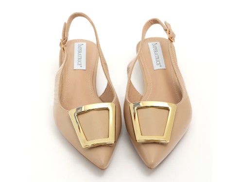 Ballerine slingback in simil pelle con dettaglio color oro sulla punta