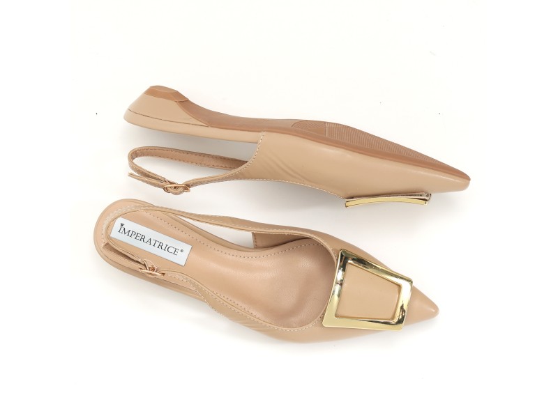 Ballerine slingback in simil pelle con dettaglio color oro sulla punta