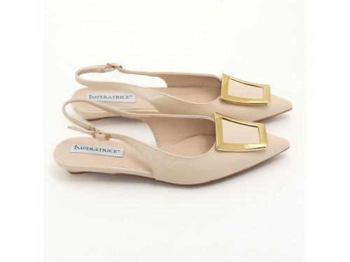 Ballerine slingback in simil pelle con dettaglio color oro sulla punta