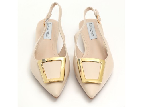 Ballerine slingback in simil pelle con dettaglio color oro sulla punta