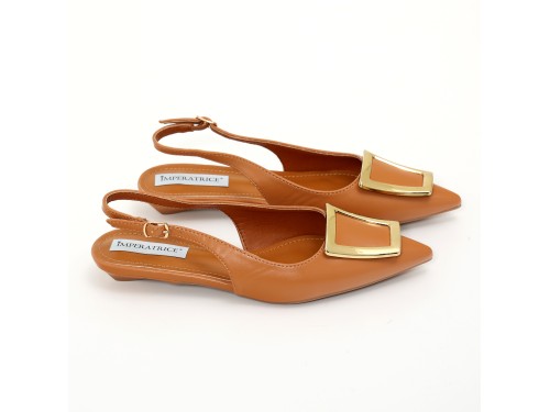 Ballerine slingback in simil pelle con dettaglio color oro sulla punta
