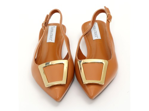 Ballerine slingback in simil pelle con dettaglio color oro sulla punta