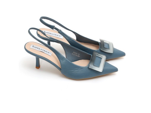 Dècolletè slingback in simil pelle con applicazione sulla punta