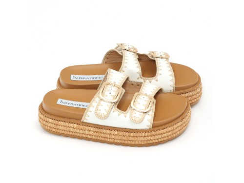 Sandali platform in simil pelle con fibbie color oro