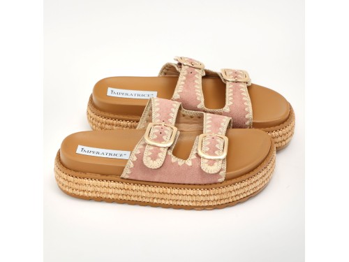 Sandali platform in simil pelle con fibbie color oro