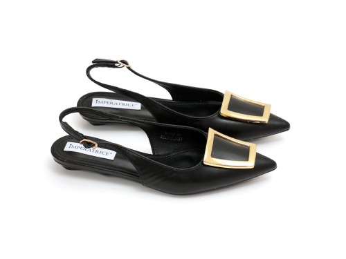 Ballerine slingback in simil pelle con dettaglio color oro sulla punta