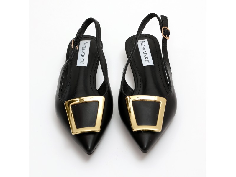 Ballerine slingback in simil pelle con dettaglio color oro sulla punta