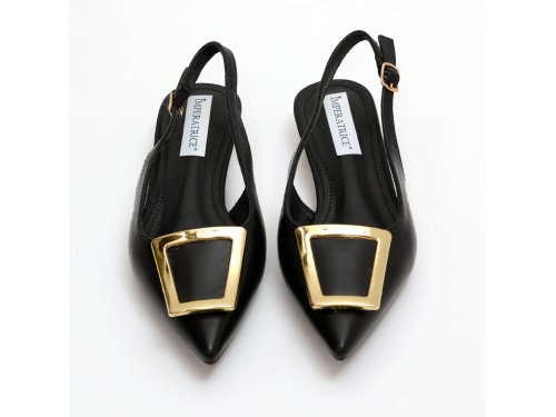 Ballerine slingback in simil pelle con dettaglio color oro sulla punta