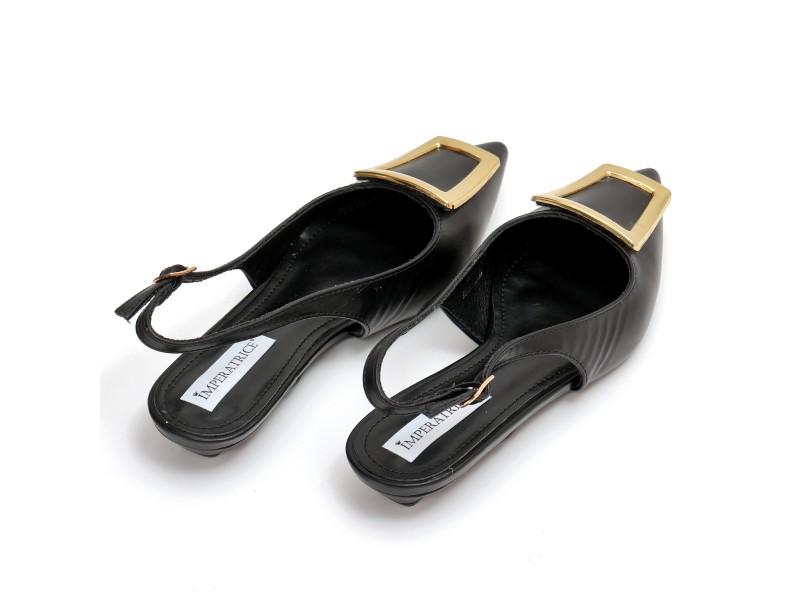 Ballerine slingback in simil pelle con dettaglio color oro sulla punta