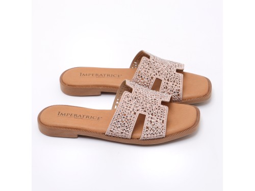 Ciabatte con strass in simil pelle con sottopiede comodissimo in memory