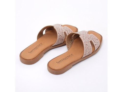 Ciabatte con strass in simil pelle con sottopiede comodissimo in memory