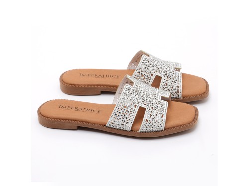 Ciabatte con strass in simil pelle con sottopiede comodissimo in memory