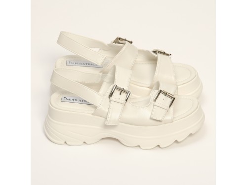 Sandali in simil pelle con zeppa