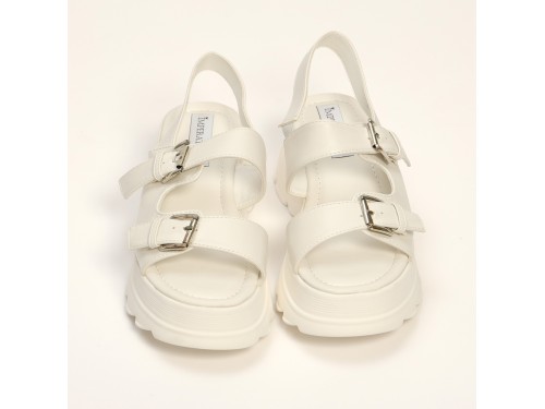 Sandali in simil pelle con zeppa