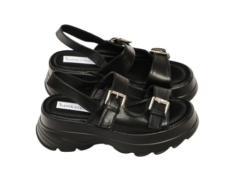 Sandali in simil pelle con zeppa