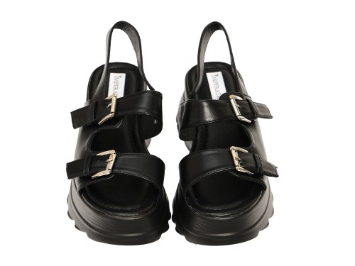 Sandali in simil pelle con zeppa