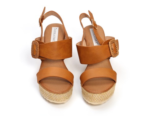 Sandali in simil pelle con zeppa