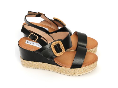 Sandali in simil pelle con zeppa