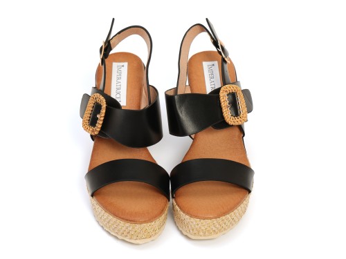 Sandali in simil pelle con zeppa