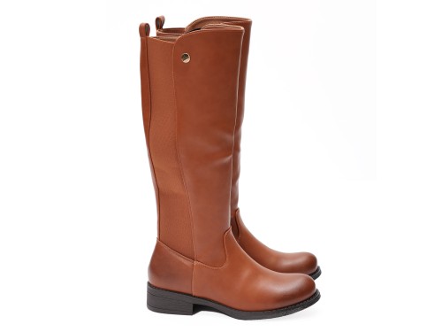 Stivale in simil pelle con elastico laterale
