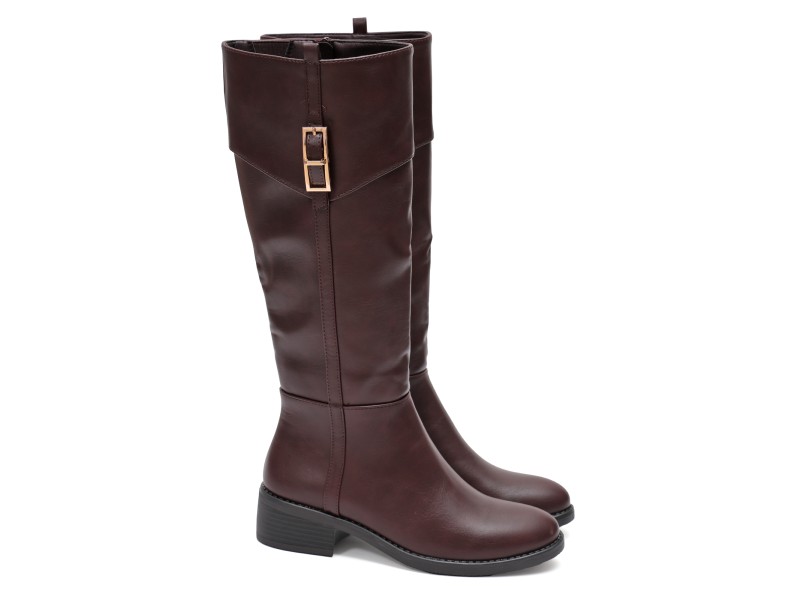 Stivale in simil pelle con fascia elastica e cinturino dorato