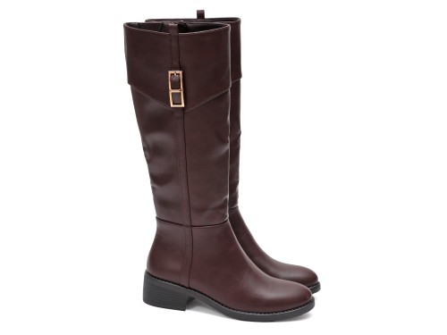 Stivale in simil pelle con fascia elastica e cinturino dorato