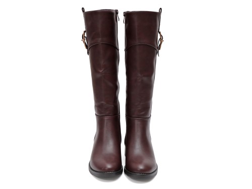 Stivale in simil pelle con fascia elastica e cinturino dorato